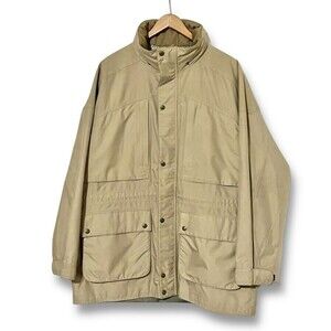 Orvis Field Jacket Mens Size L Fishing, Outdoorsman Khaki Hooded 2-way Zip